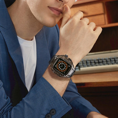 For Apple Watch Ultra 3 / 2 / 1 49mm RedPepper Armor Metal Case Integrated Silicone Watch Band(Clear Black Black) by RedPepper