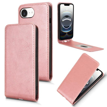 For iPhone 16e Magnetic Vertical Flip Leather Phone Case(Rose Gold) by bashfashion