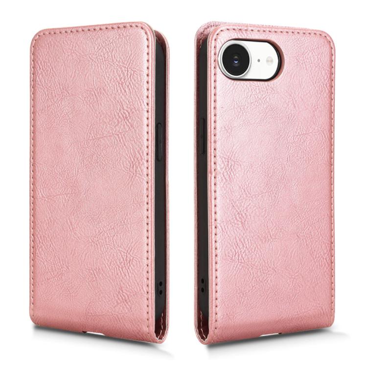 For iPhone 16e Magnetic Vertical Flip Leather Phone Case(Rose Gold) by bashfashion