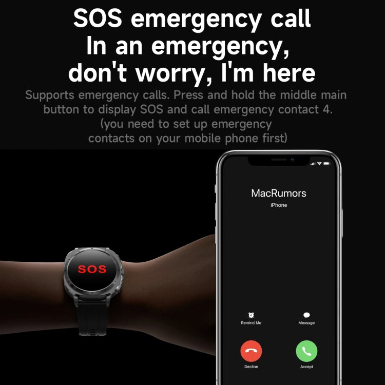 ET492 1.43 inch AMOLED Screen Silicone Strap Smart Watch Supports ECG/Blood Sugar Monitoring(Black) by bashfashion