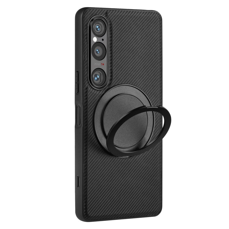 For Sony Xperia 1 V ViLi TCY Series Kevlar Leather Texture Rotating Holder Phone Case(Black) by ViLi