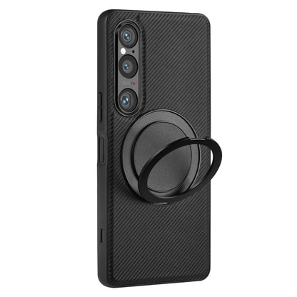 For Sony Xperia 1 V ViLi TCY Series Kevlar Leather Texture Rotating Holder Phone Case(Black) by ViLi