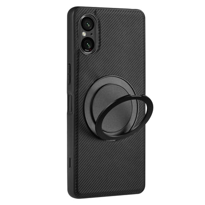For Sony Xperia 5 V ViLi TCY Series Kevlar Leather Texture Rotating Holder Phone Case(Black) by ViLi