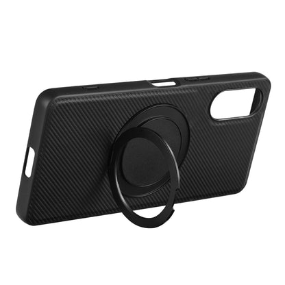 For Sony Xperia 5 V ViLi TCY Series Kevlar Leather Texture Rotating Holder Phone Case(Black) by ViLi