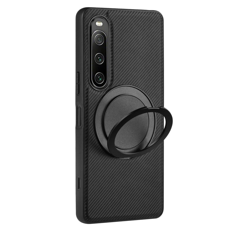 For Sony Xperia 10 IV ViLi TCY Series Kevlar Leather Texture Rotating Holder Phone Case(Black) by ViLi