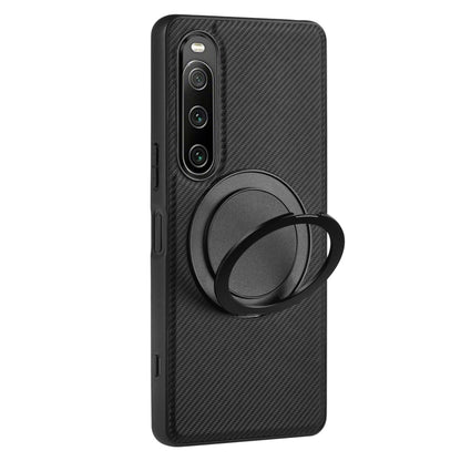 For Sony Xperia 10 V ViLi TCY Series Kevlar Leather Texture Rotating Holder Phone Case(Black) by ViLi