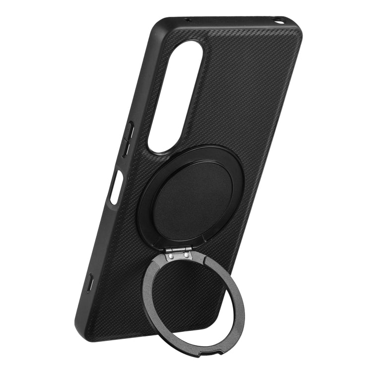 For Sony Xperia 10 V ViLi TCY Series Kevlar Leather Texture Rotating Holder Phone Case(Black) by ViLi