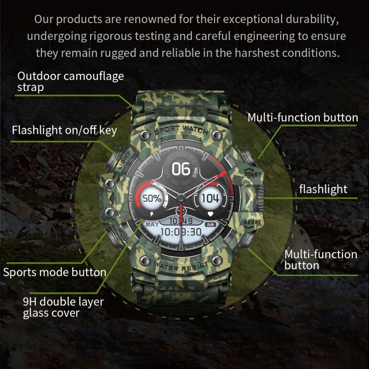 LC21 1.32 inch TFT Round Screen Sports Smart Watch Supports Blood Oxygen Monitoring/Call Reminder(Camouflage Grey) by bashfashion
