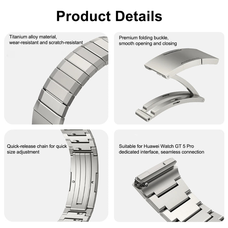 For Huawei Watch GT 5 Pro Folding Clasp Titanium Metal Quick Release Watch Band(Grey) by bashfashion
