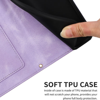 For iPhone 16e Floral Pattern Leather Phone Case with Lanyard(Light Purple) by bashfashion