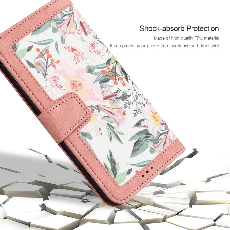 For iPhone 16e Floral Pattern Leather Phone Case with Lanyard(Pink) by bashfashion