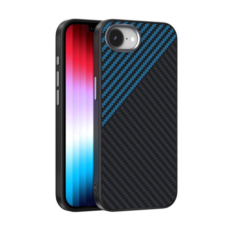For iPhone 16e ABEEL C Carbon Fiber Series 6D Micro Relief MagSafe Phone Case(Black Blue) by bashfashion