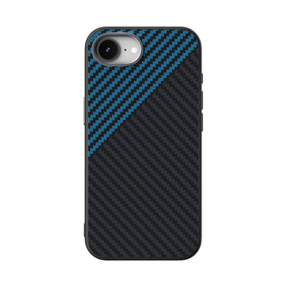 For iPhone 16e ABEEL C Carbon Fiber Series 6D Micro Relief MagSafe Phone Case(Black Blue) by bashfashion