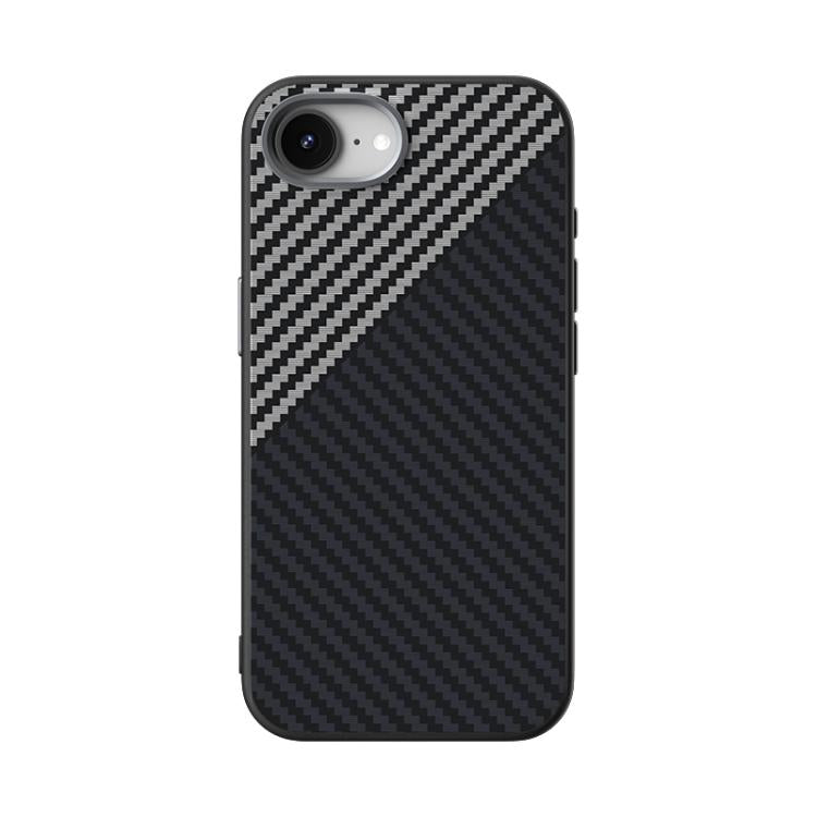 For iPhone 16e ABEEL C Carbon Fiber Series 6D Micro Relief MagSafe Phone Case(Black Grey) by bashfashion