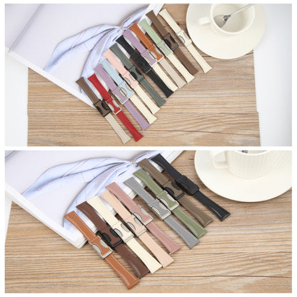 20mm Universal Slim Magnetic Buckle Genuine Leather Watch Band(Dark Brown Light Grey) by bashfashion