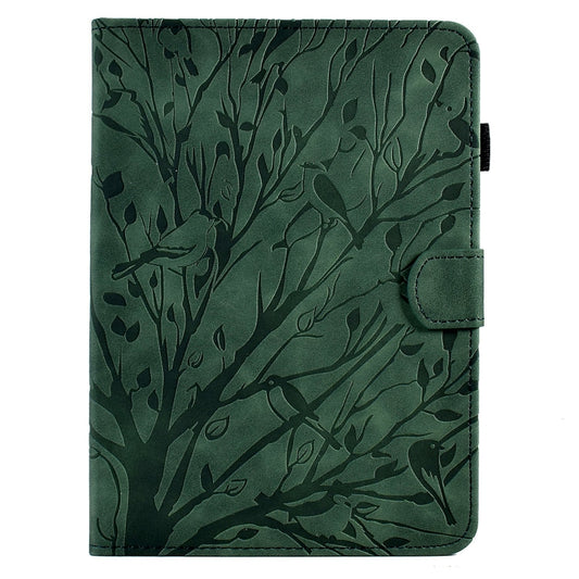 For Amazon Kindle Paperwhite 12th 2024 Fortune Tree Pressure Flower Smart Leather Tablet Case(Green) by bashfashion