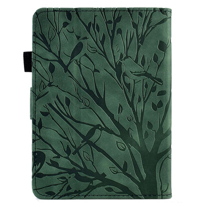 For Amazon Kindle Paperwhite 12th 2024 Fortune Tree Pressure Flower Smart Leather Tablet Case(Green) by bashfashion