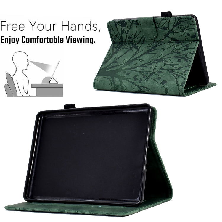 For Amazon Kindle Paperwhite 12th 2024 Fortune Tree Pressure Flower Smart Leather Tablet Case(Green) by bashfashion