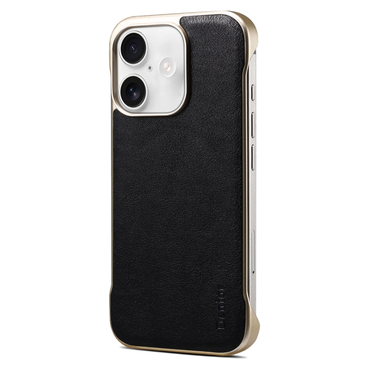 For iPhone 16 Plus Denior MagSafe Genuine Leather Calf Texture Phone Case(Black) by Denior