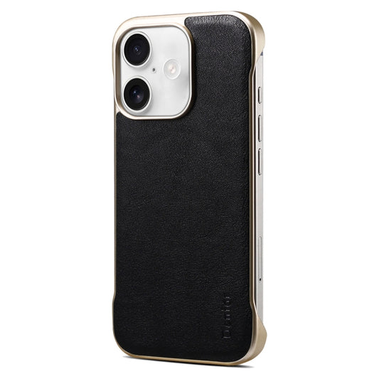 For iPhone 16 Plus Denior MagSafe Genuine Leather Calf Texture Phone Case(Black) by Denior