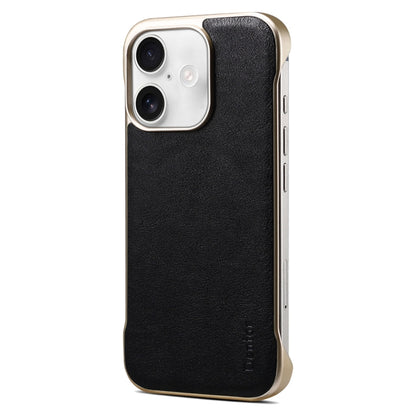 For iPhone 16 Denior MagSafe Genuine Leather Calf Texture Phone Case(Black) by Denior