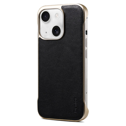 For iPhone 15 Denior MagSafe Genuine Leather Calf Texture Phone Case(Black) by Denior