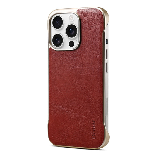 For iPhone 14 Pro Max Denior MagSafe Genuine Leather Calf Texture Phone Case(Red) by Denior