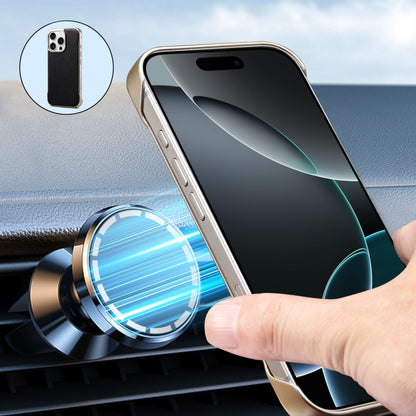 For iPhone 16 Plus Denior MagSafe Genuine Leather Calf Texture Phone Case(Black) by Denior