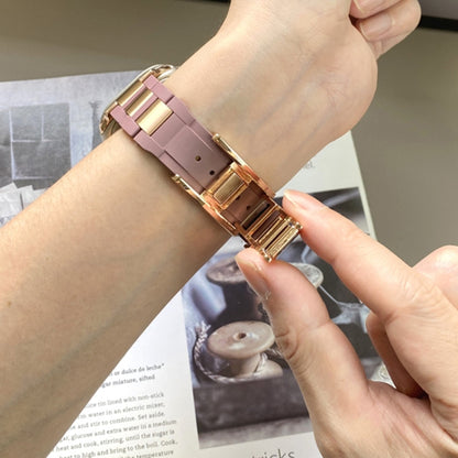 For Apple Watch 46mm / 49mm / 45mm / 44mm T-shaped Magnetic Buckle Stainless Steel Rubber Watch Band(Smoky Purple Rose Gold Buckle) by bashfashion
