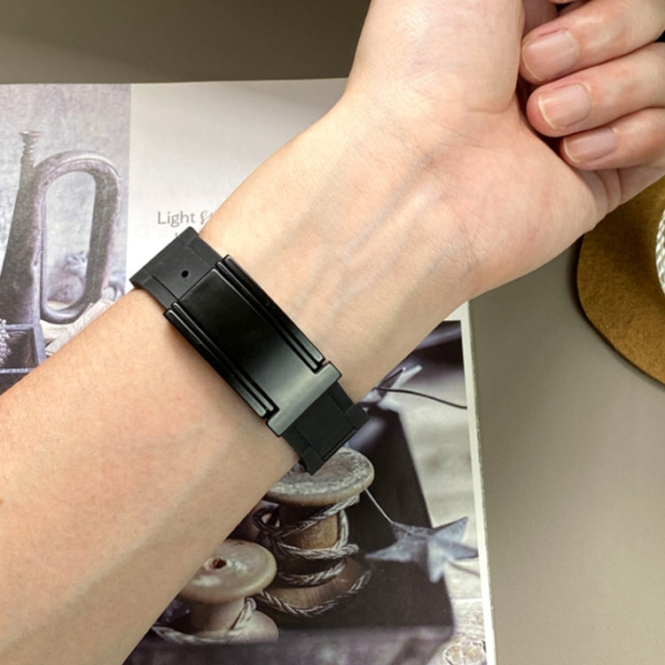 For Apple Watch 42mm / 41mm / 40mm / 38mm T-shaped Magnetic Buckle Stainless Steel Rubber Watch Band(Black Black Buckle) by bashfashion