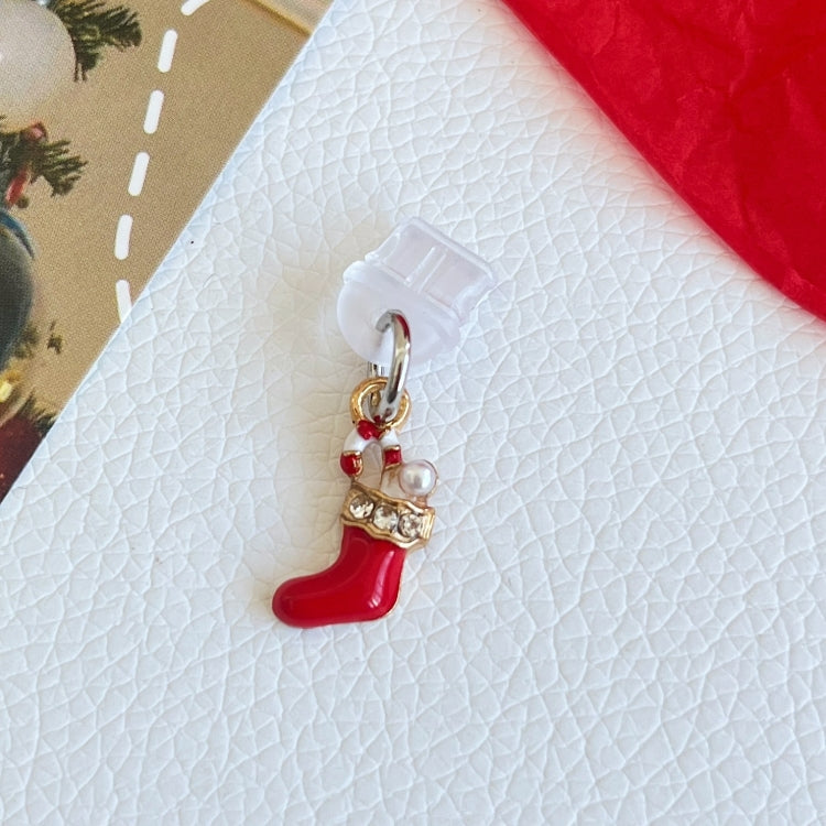 For Type-C Christmas Series Dust Plug(Red Sock) by bashfashion