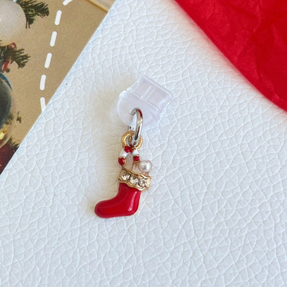 For Type-C Christmas Series Dust Plug(Red Sock) by bashfashion
