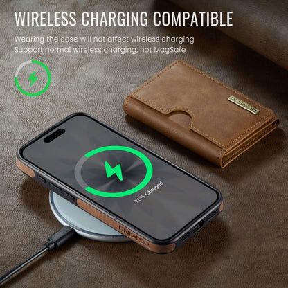 For iPhone 17 DG.MING M6 Series RFID Tri-fold Card Bag Removable Leather Phone Case(Brown) by DG.MING