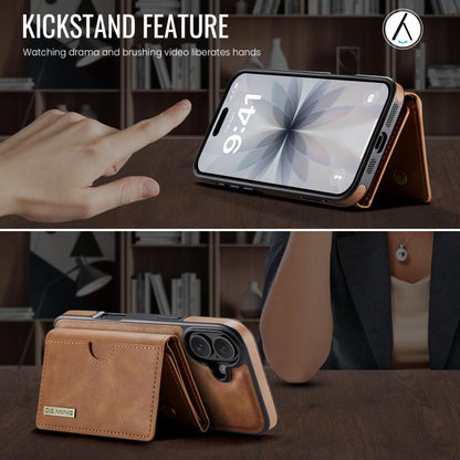 For iPhone 17 DG.MING M6 Series RFID Tri-fold Card Bag Removable Leather Phone Case(Brown) by DG.MING