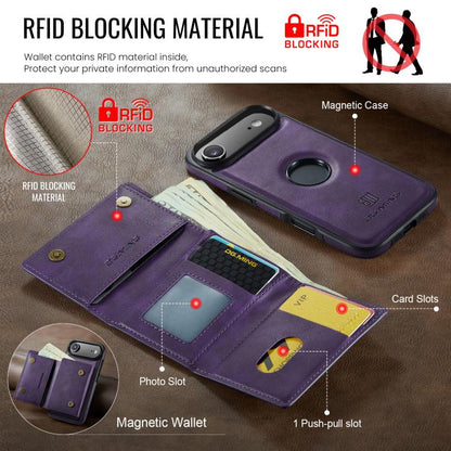 For iPhone Air DG.MING M6 Series RFID Tri-fold Card Bag Removable Leather Phone Case(Purple) by DG.MING