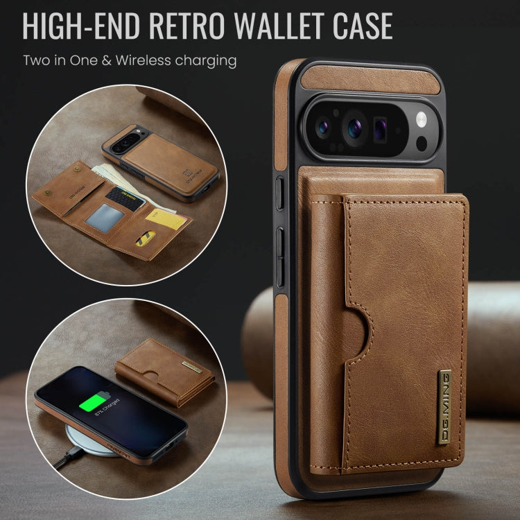 For Google Pixel 9 Pro XL DG.MING M6 Series RFID Tri-fold Card Bag Removable Leather Phone Case(Brown) by DG.MING
