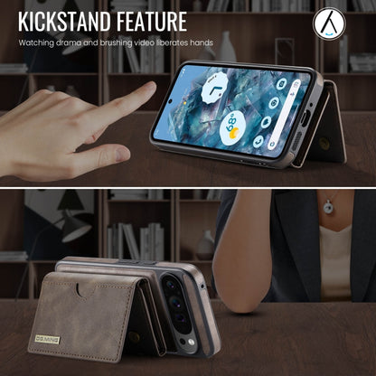 For Google Pixel 9 Pro XL DG.MING M6 Series RFID Tri-fold Card Bag Removable Leather Phone Case(Coffee) by DG.MING