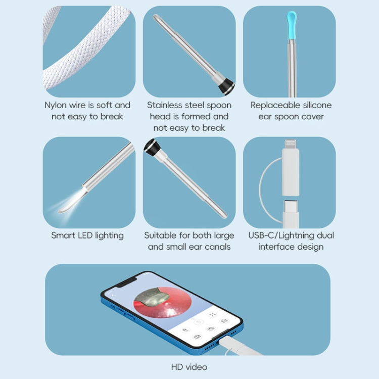 NK-5101 HD Smart Visual Ear Spoon(Black + White) by bashfashion