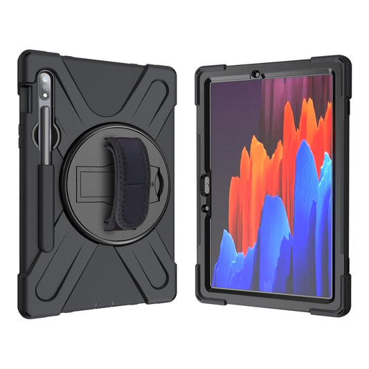For Samsung Galaxy Tab S9 / Galaxy Tab S8 / Galaxy Tab S7 (2020) T870 Shockproof Colorful Silicone + PC Protective Case with Holder & Shoulder Strap & Hand Strap & Pen Slot(Black) by bashfashion