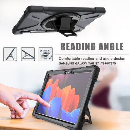 For Samsung Galaxy Tab S9 / Galaxy Tab S8 / Galaxy Tab S7 (2020) T870 Shockproof Colorful Silicone + PC Protective Case with Holder & Shoulder Strap & Hand Strap & Pen Slot(Black) by bashfashion