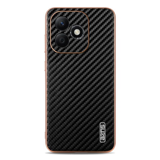 For Honor X60i AZNS Electroplated Edge Carbon Fiber Texture Phone Case(Black) by AZNS