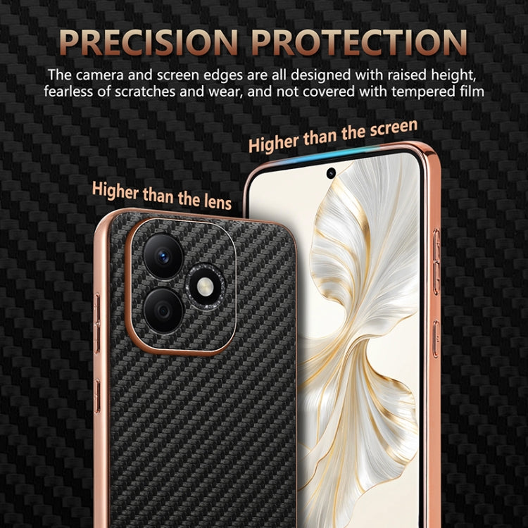 For Honor X60i AZNS Electroplated Edge Carbon Fiber Texture Phone Case(Brown) by AZNS