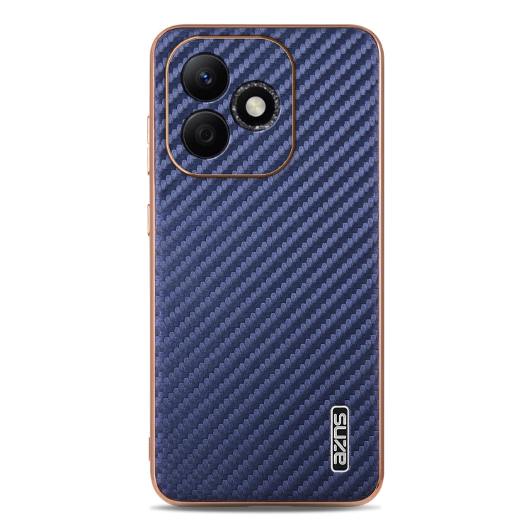 For Honor X60i AZNS Electroplated Edge Carbon Fiber Texture Phone Case(Blue) by AZNS