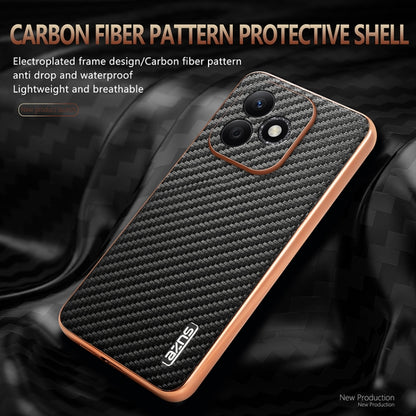 For Honor X60i AZNS Electroplated Edge Carbon Fiber Texture Phone Case(Blue) by AZNS