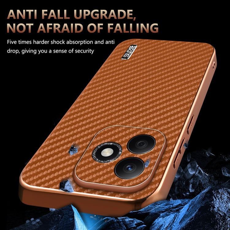 For Honor X60i AZNS Electroplated Edge Carbon Fiber Texture Phone Case(Blue) by AZNS