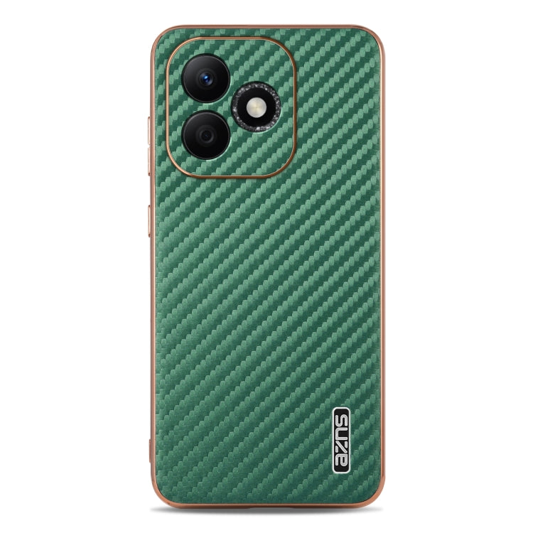 For Honor X60i AZNS Electroplated Edge Carbon Fiber Texture Phone Case(Green) by AZNS