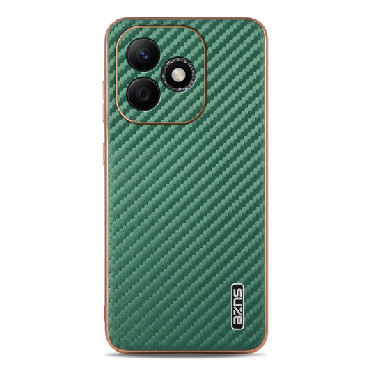 For Honor X60i AZNS Electroplated Edge Carbon Fiber Texture Phone Case(Green) by AZNS