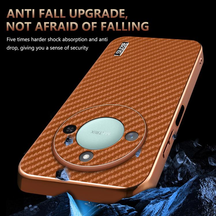 For Honor X60 AZNS Electroplated Edge Carbon Fiber Texture Phone Case(Black) by AZNS