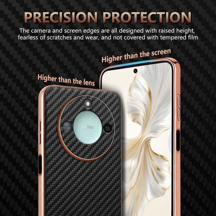 For Honor X60 AZNS Electroplated Edge Carbon Fiber Texture Phone Case(Black) by AZNS