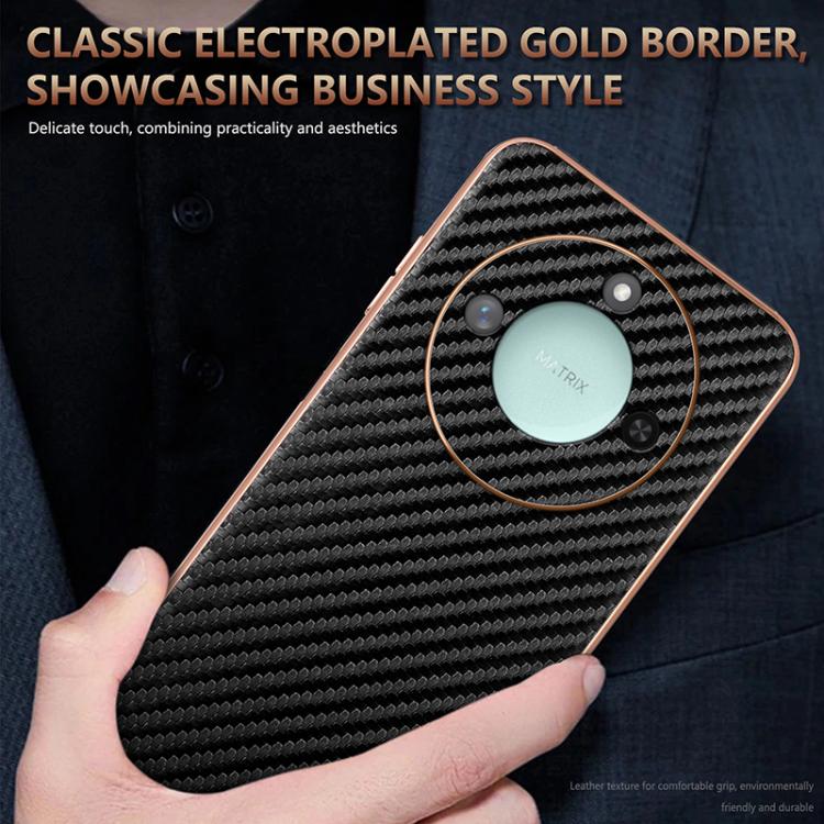 For Honor X60 AZNS Electroplated Edge Carbon Fiber Texture Phone Case(Black) by AZNS